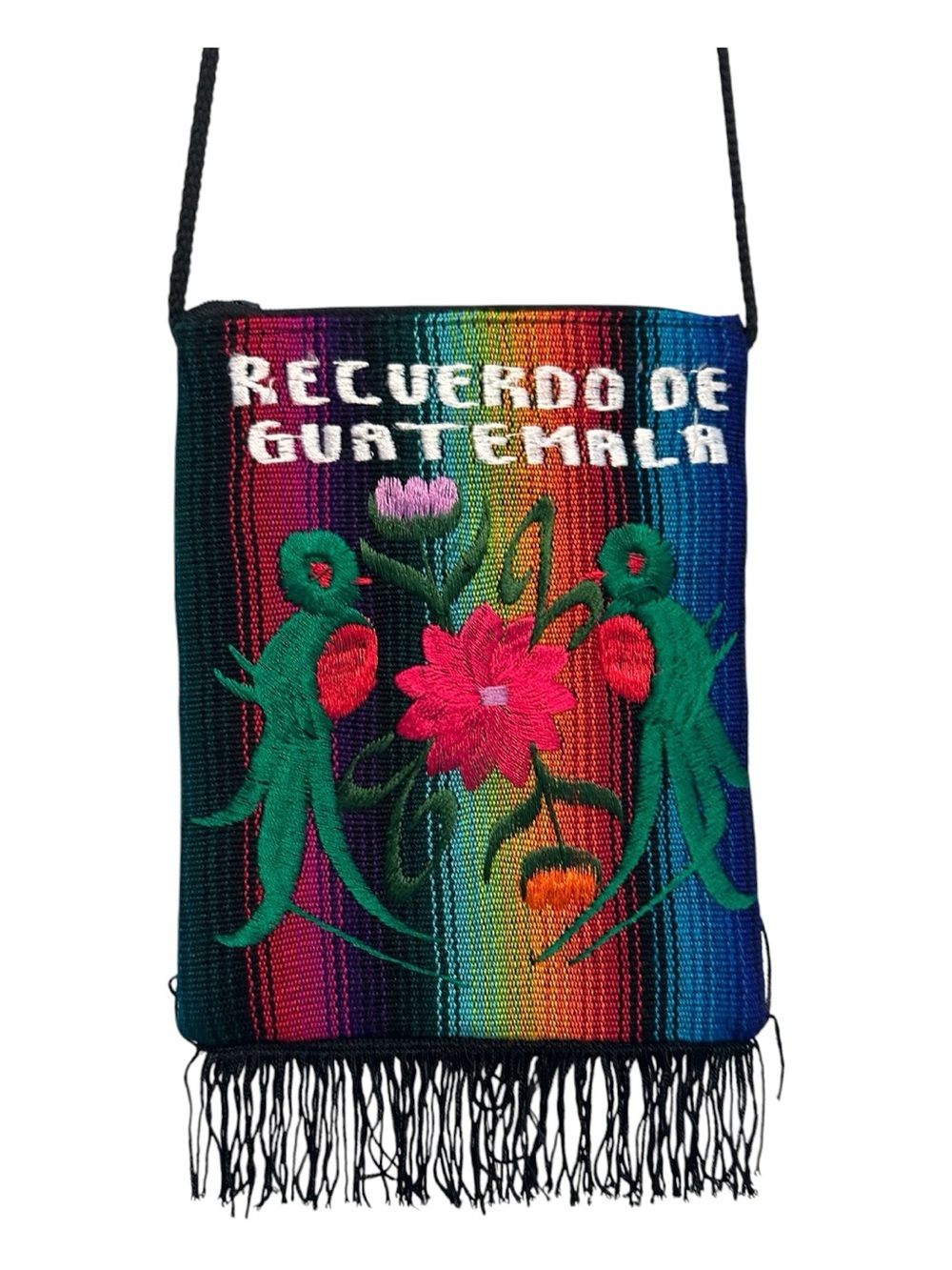 Vintage Multicolor “Memory of Guatemala”Embroidered Rainbow Crossbody Bag